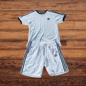 Adidas white tee & shorts bundle